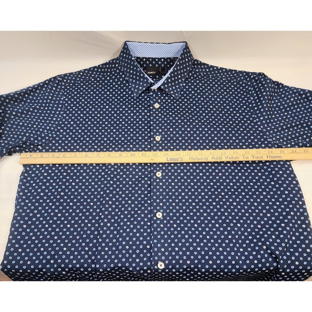 🔥 Quieti Men's Button Down Navy White Lt Blue Long Sleeve Cuff Shirt Sz XL 🔥 - Picture 3 of 9